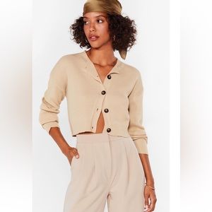 Nasty Gal Ribbed Knit Button Down Cropped Top